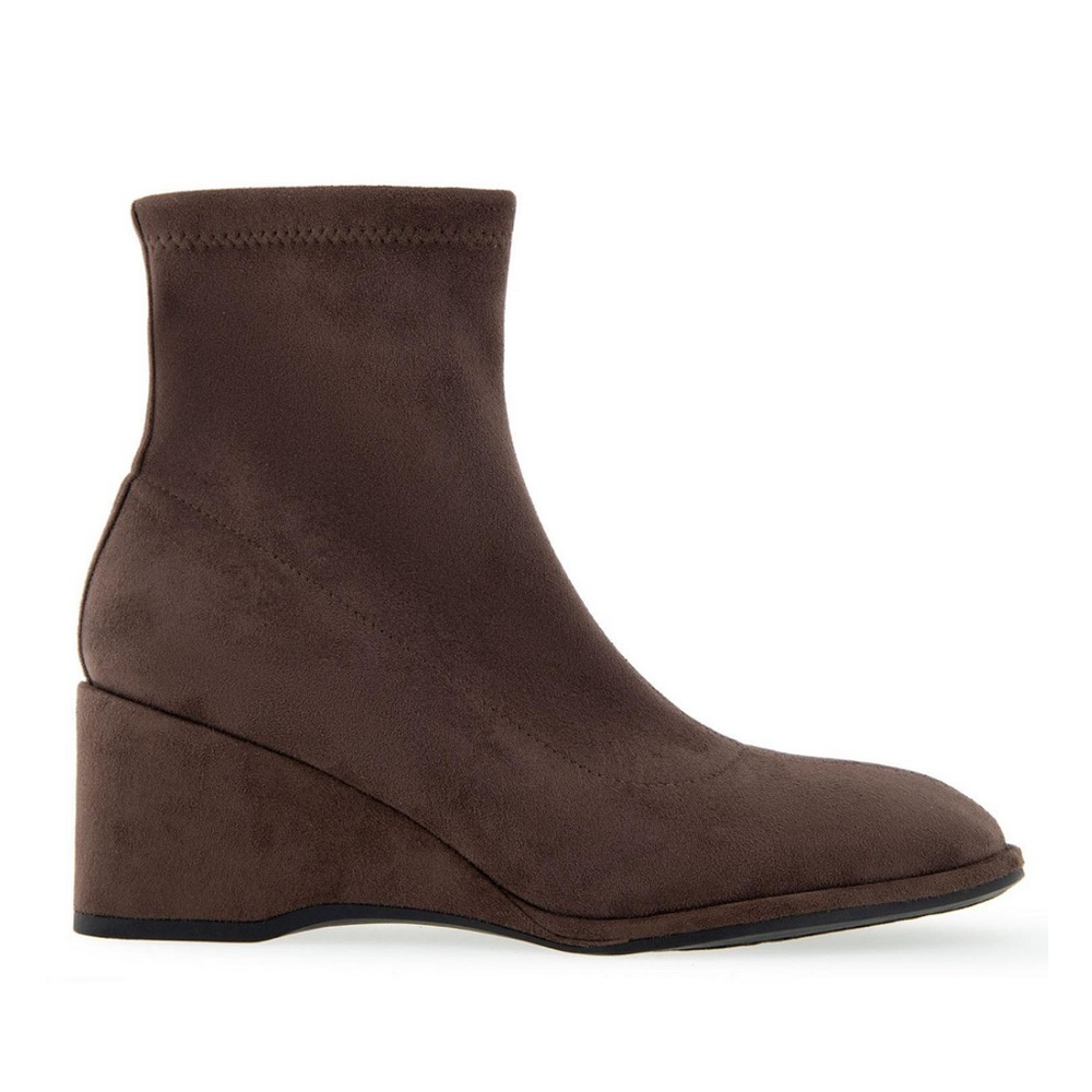 Women's Stretch Ankle Sculpted Wedge Boot in Java Faux Suede